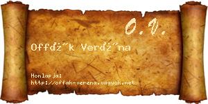 Offák Veréna névjegykártya